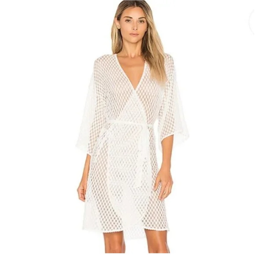 Eberjey Love Always Lace Robe - Off White